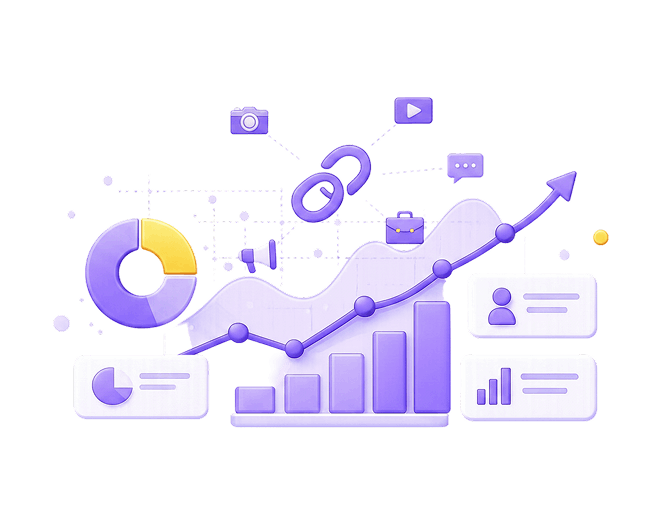 One short link for Instagram, YouTube, TikTok, Telegram, WhatsApp, LinkedIn, Facebook, and analytics